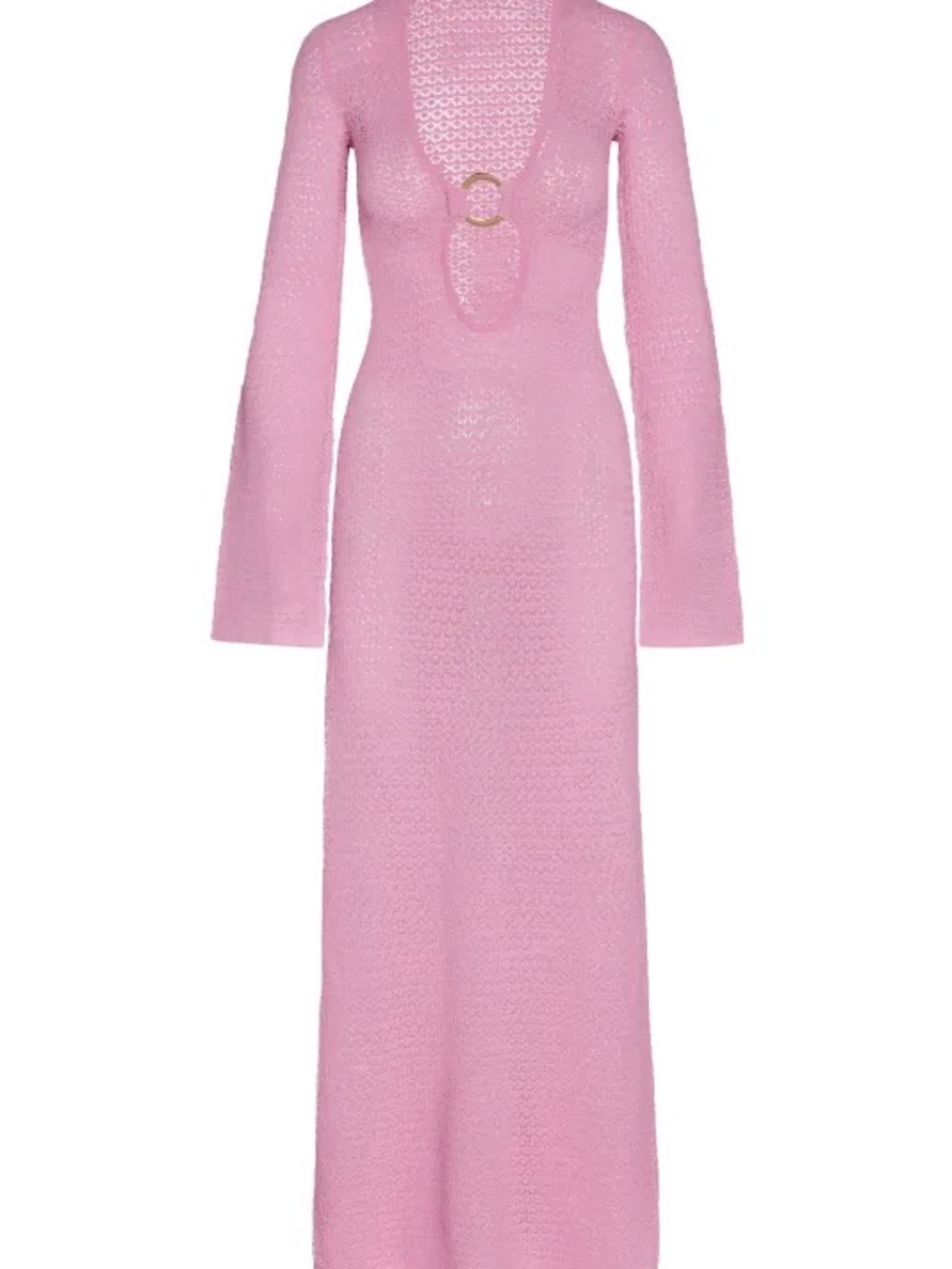 Montego dress Monday swimPink Knit Long Sleeve Maxi Dress with Front Ring Detail
